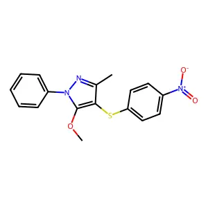 5-methoxy-3-methyl-4-[(4-nitrophenyl)sulfanyl]-1-phenyl-1H-pyrazole structure