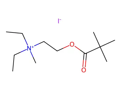 2-(2,2-Dimethyl-1-oxopropoxy)-N,N-diethyl-N-methylethanaminium iodide structure