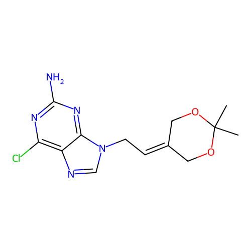 9H-Purin-2-amine, 6-chloro-9-[2-(2,2-dimethyl-1,3-dioxan-5-ylidene)ethyl]- structure