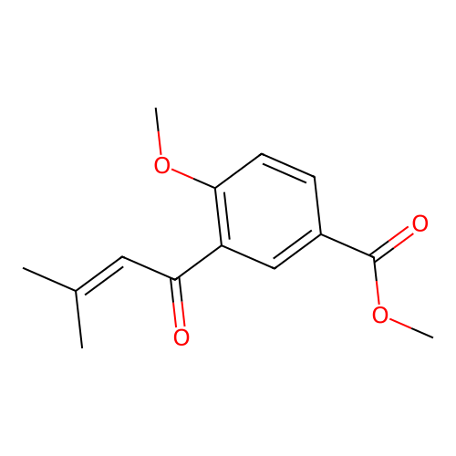 Benzoic acid, 4-methoxy-3-(3-methyl-1-oxo-2-butenyl)-, methyl ester structure
