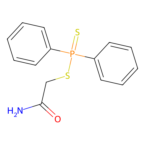 Phosphinodithioic acid, diphenyl-, 2-amino-2-oxoethyl ester structure