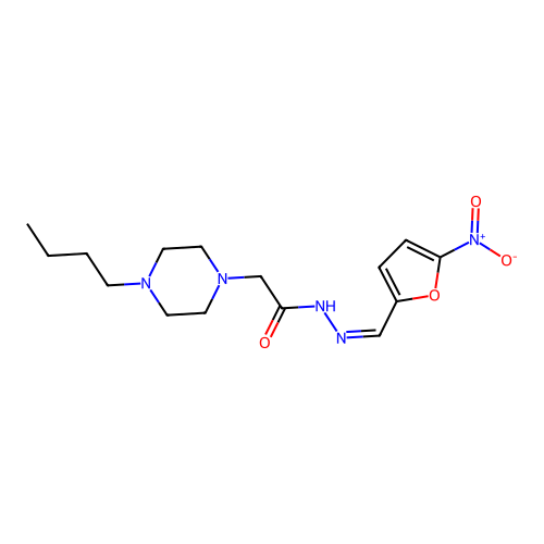 2-(4-butylpiperazin-1-yl)-N-[(Z)-(5-nitrofuran-2-yl)methylideneamino]acetamide structure