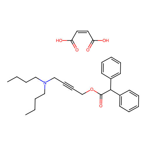 Acetic acid, diphenyl-, 4-(dibutylamino)-2-butynyl ester, maleate (1:1) structure