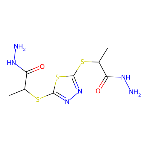 2,2'-(1,3,4-Thiadiazole-2,5-diyldisulfanediyl)dipropanehydrazide structure