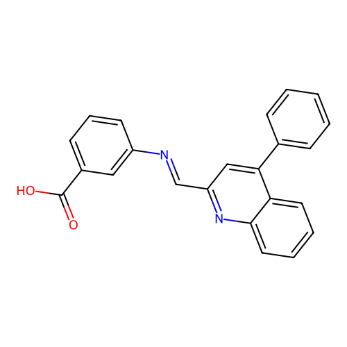 3-[(4-Phenylquinolin-2-yl)methylideneamino]benzoic acid structure