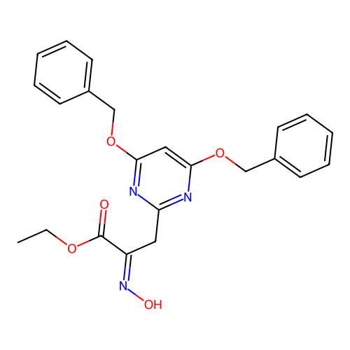 ethyl (2E)-3-[4,6-bis(phenylmethoxy)pyrimidin-2-yl]-2-hydroxyiminopropanoate structure