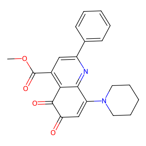 Methyl 5,6-dioxo-2-phenyl-8-(piperidin-1-yl)-5,6-dihydroquinoline-4-carboxylate structure