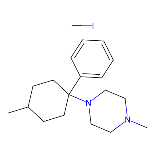 Piperazinium, 1,1-dimethyl-4-(4-methyl-1-phenylcyclohexyl)-, iodode structure