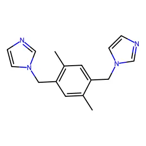 1,1'-[(2,5-dimethylbenzene-1,4-diyl)dimethanediyl]bis(1H-imidazole) structure