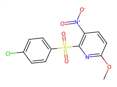 2-((4-Chlorophenyl)sulfonyl)-6-methoxy-3-nitropyridine structure