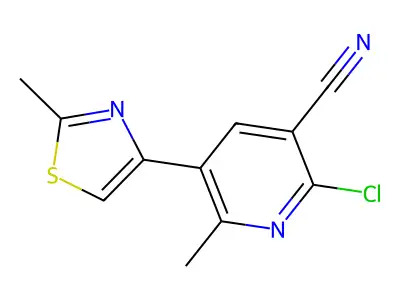 2-Chloro-6-methyl-5-(2-methyl-1,3-thiazol-4-yl)pyridine-3-carbonitrile structure