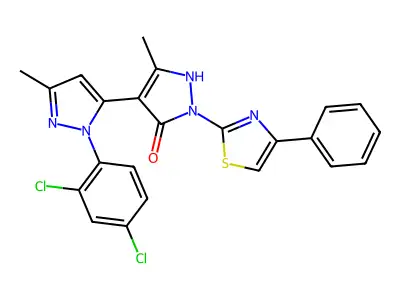 1-(4-Phenyl-2-thiazolyl)-1'-(2,4-dichlorophenyl)-3,3'-dimethyl-5-hydroxy[4,5']-bipyrazol structure
