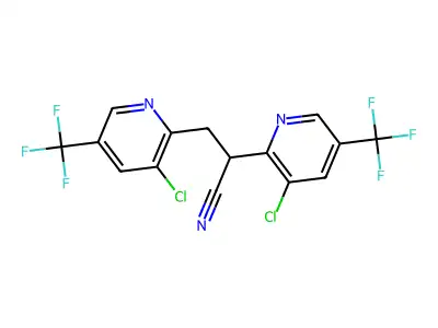 2,3-Bis[3-chloro-5-(trifluoromethyl)pyridin-2-yl]propanenitrile structure