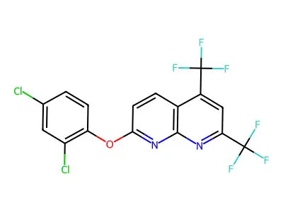 7-(2,4-Dichlorophenoxy)-2,4-bis(trifluoromethyl)-1,8-naphthyridine structure