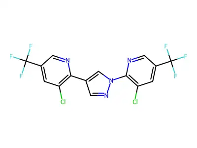 3-chloro-2-{4-[3-chloro-5-(trifluoromethyl)pyridin-2-yl]-1H-pyrazol-1-yl}-5-(trifluoromethyl)pyridine structure