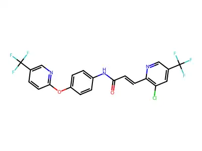 3-[3-chloro-5-(trifluoromethyl)-2-pyridinyl]-N-(4-{[5-(trifluoromethyl)-2-pyridinyl]oxy}phenyl)acrylamide structure