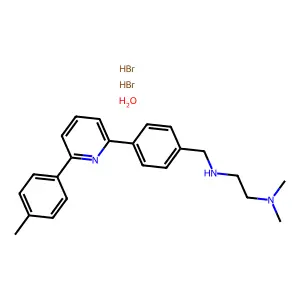 1,2-Ethanediamine, N,N-dimethyl-N'-((4-(6-(4-methylphenyl)-2-pyridinyl)phenyl)methyl)-, dihydrobromide, monohydrate structure