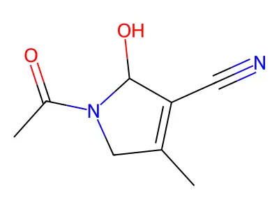 1-acetyl-2-hydroxy-4-methyl-2,5-dihydro-1H-pyrrole-3-carbonitrile structure