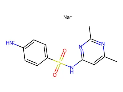 Sodium N-(2,6-dimethyl-4-pyrimidinyl)sulphanilamidate structure