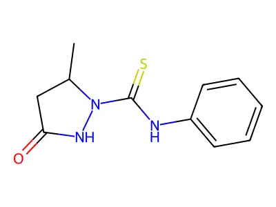 5-methyl-3-oxo-N-phenylpyrazolidine-1-carbothioamide structure
