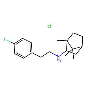 2-Bornanamine, N-(p-fluorophenethyl)-, hydrochloride, endo-(+-)- structure