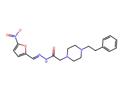 1-Piperazineacetic acid, 4-phenethyl-, 2-(5-nitrofurfurylidene)hydrazide structure