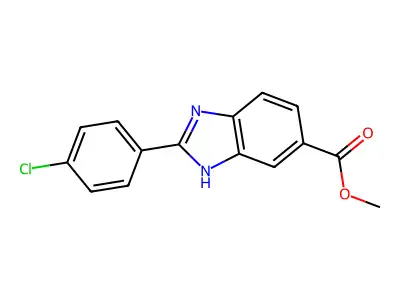methyl 2-(4-chlorophenyl)-1H-benzimidazole-5-carboxylate structure