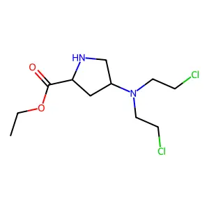 Ethyl 4-(bis(2-chloroethyl)amino)prolinate--hydrogen chloride (1/2) structure