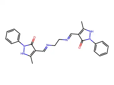 1,2-Bis(3-methyl-5-oxo-1-phenyl-2-pyrazolin-4-ylidenemethylamino)ethane structure