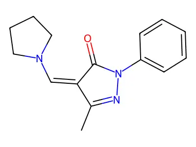 5-Methyl-2-phenyl-4-(pyrrolidin-1-ylmethylidene)pyrazol-3-one structure