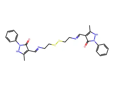 Dithiobis(ethyleneiminomethylidyne)bis(3-methyl-1-phenyl-2-pyrazolin-5-one) structure