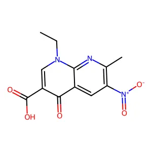1-Ethyl-7-methyl-6-nitro-4-oxo-1,8-naphthyridine-3-carboxylic acid structure