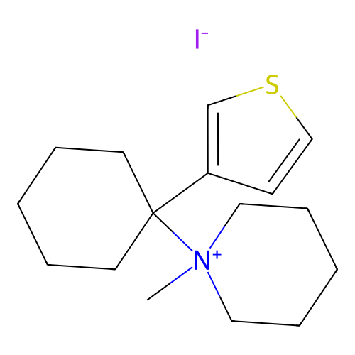 Piperidinium, 1-methyl-1-(1-(3-thienyl)cyclohexyl)-, iodide structure