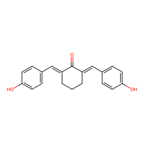 (2E,6E)-2,6-bis(4-hydroxybenzylidene)cyclohexanone structure