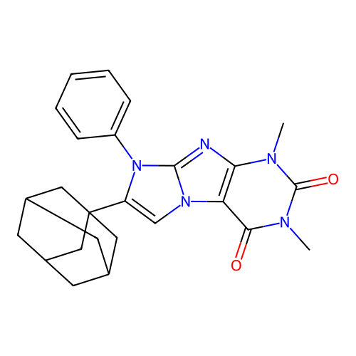 7-(1-adamantyl)-2,4-dimethyl-6-phenylpurino[7,8-a]imidazole-1,3-dione structure