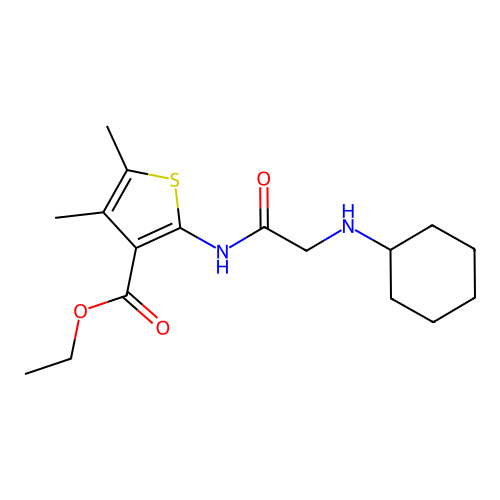 ethyl 2-[(N-cyclohexylglycyl)amino]-4,5-dimethylthiophene-3-carboxylate structure