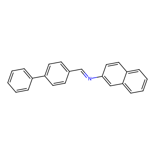 N-[(E)-biphenyl-4-ylmethylidene]naphthalen-2-amine structure