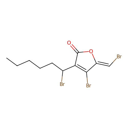 (5Z)-4-Bromo-3-(1-bromohexyl)-5-(bromomethylene)-2(5H)-furanone structure