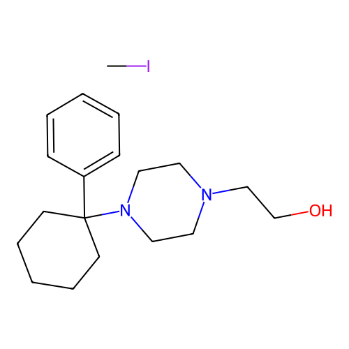 Piperazinium, 4-beta-hydroxyethyl-1-methyl-1-(1-phenylcyclohexyl)-, iodide structure