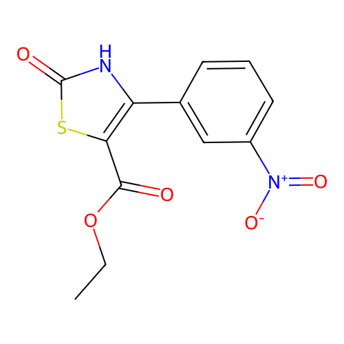 4-(3-Nitro-phenyl)-2-oxo-2,3-dihydro-thiazole-5-carboxylic acid ethyl ester structure