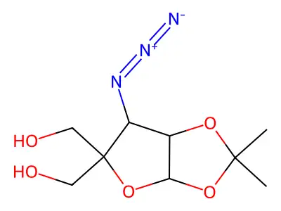 3-Azido-3-deoxy-4-hydroxy-methyl-1,2-O-isopropylidene-alpha-D-ribofuranose structure