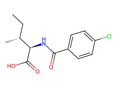 (2R*,3R**)-2-[(4-chlorophenyl)formamido]-3-methylpentanoicacid structure