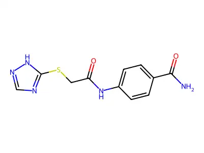 4-[[2-(1H-1,2,4-triazol-5-ylsulfanyl)acetyl]amino]benzamide structure