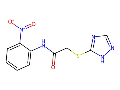 N-(2-nitrophenyl)-2-(1H-1,2,4-triazol-5-ylsulfanyl)acetamide structure