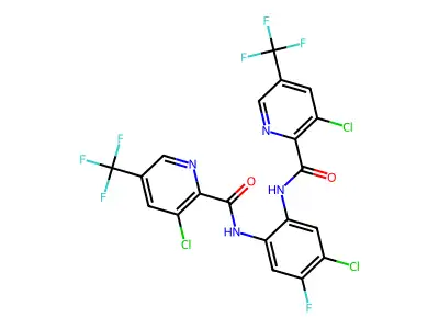 N2-[4-chloro-2-({[3-chloro-5-(trifluoromethyl)-2-pyridyl]carbonyl}amino)-5-fluorophenyl]-3-chloro-5-(trifluoromethyl)pyridine-2-carboxamide structure