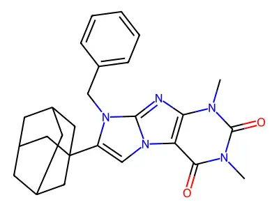 7-(1-Adamantyl)-6-benzyl-2,4-dimethylpurino[7,8-a]imidazole-1,3-dione structure
