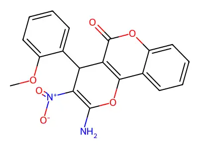 2-amino-4-(2-methoxyphenyl)-3-nitro-4H-pyrano[3,2-c]chromen-5-one structure