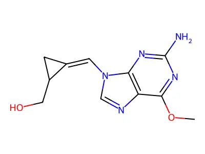 Cyclopropanemethanol, 2-[(2-amino-6-methoxy-9H-purin-9-yl)methylene]-, (2Z)- structure
