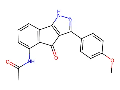 N-[2,4-dihydro-3-(4-methoxyphenyl)-4-oxoindeno[1,2-c]pyrazol-5-yl]acetamide structure