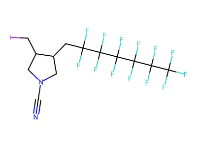 N-Cyano-3-(iodomethyl)-4-(1H,1H-perfluoroheptyl)pyrrolidine structure